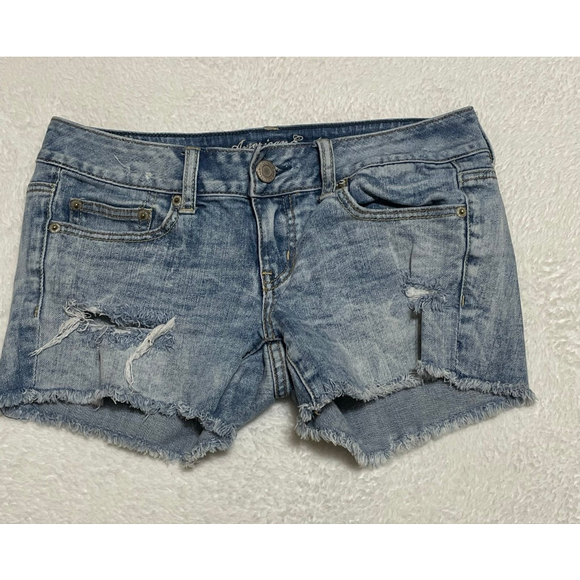 American Eagle Outfitters Pants - Women's American Eagle Outfitters Blue Distressed Jean Shorts Size 2